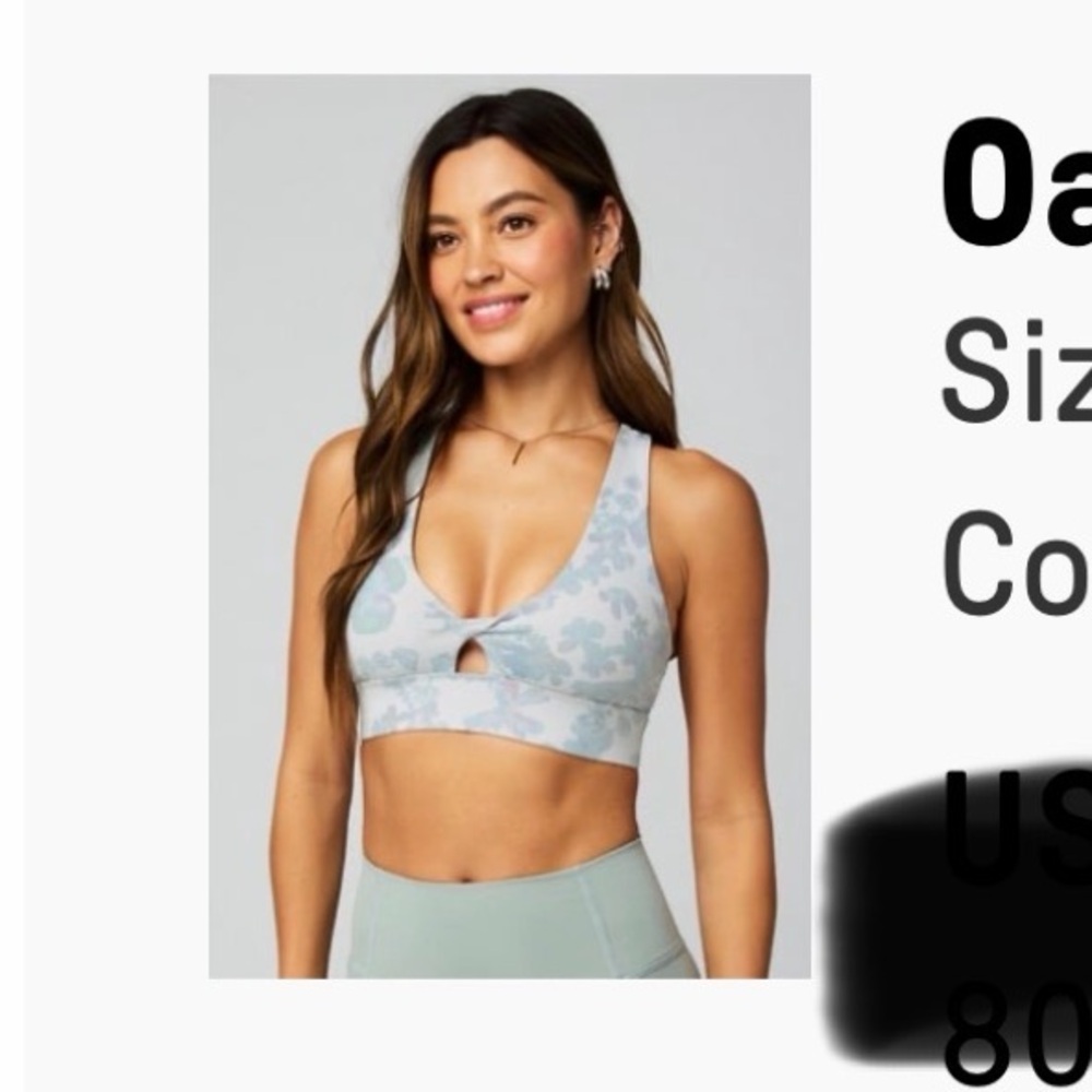 Fabletics Medium Impact Sports Bra - Luna Grey and Blue